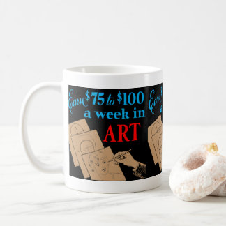 「アートで週75ドルから100ドル稼ぐ」レトロコーヒーマグ コーヒーマグカップ