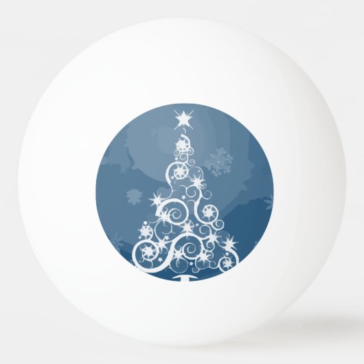 アートで青いクリスマスツリー 卓球ボール (正面)