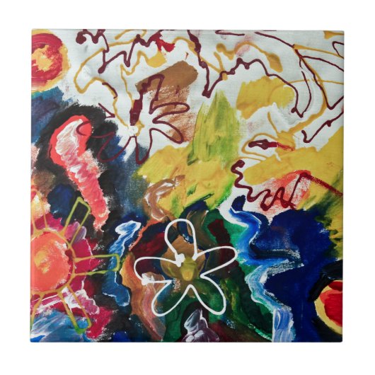 アートで、抽象的なボヘミアの芸術 タイル (正面)