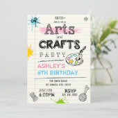 アートとクラフトの誕生日パーティーの招待 招待状 (スタンド正面)