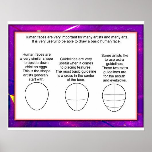 アートとデザイン、スケッチ顔 ポスター (正面)