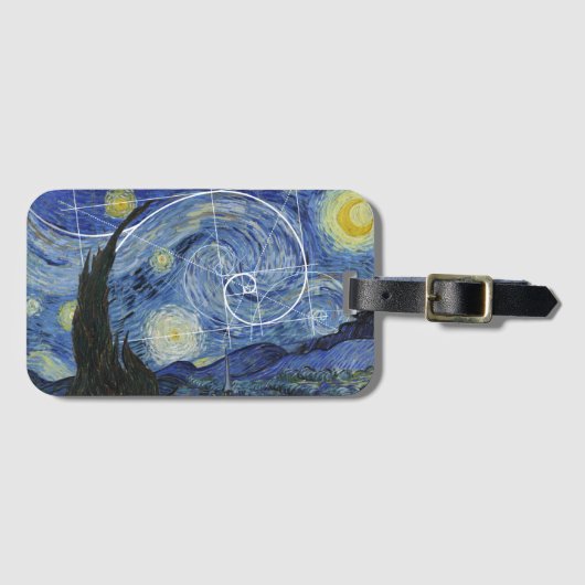  アートと数学の出会い，ヴァン・ゴッホとフィボナッチの切り札 ラゲッジタグ (正面横)