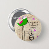 アートなナースの鳥 缶バッジ (正面&裏面)