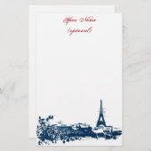 アートなパリのスカイラインのエッフェル塔の文房具 便箋 (正面/裏面)