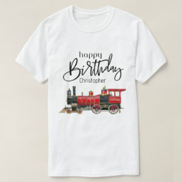 アートなビンテージトレインの誕生日Tシャツ Tシャツ