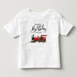 アートなビンテージトレインバースデートドラーTシャツ トドラーTシャツ