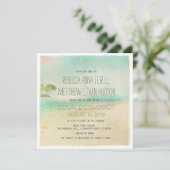 アートなレトロのヴィンテージの平和なビーチのカップルのシャワー 招待状 (スタンド正面)