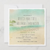 アートなレトロのヴィンテージの平和なビーチのカップルのシャワー 招待状 (正面)