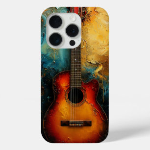 アートなレトロギター音楽にインスパイアされたデザイン iPhone 15 PROケース