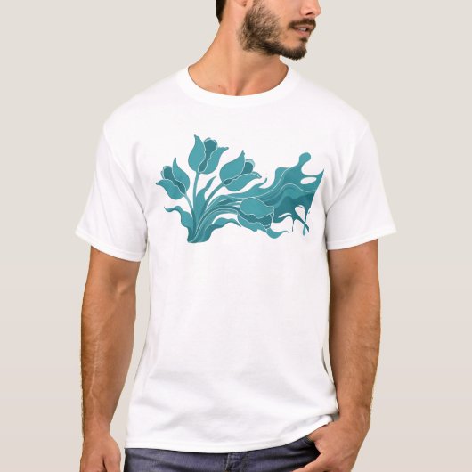 アートな抽象的フラワーステートメントデザイン Tシャツ (正面)