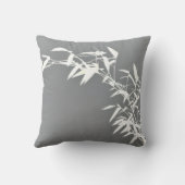 アートな東洋の禅のタケ低木の灰色及び白 クッション (裏面)