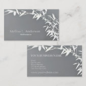 アートな東洋の禅のタケ低木の灰色及び白 名刺 (正面/裏面)