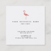 アートな水彩画のピンクのフラミンゴのブラシはラインをなでます スクエア名刺 (裏面)