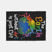 アートのない地球はEh Earth Day Planet Art フリースブランケット (正面(横))