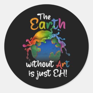 アートのない地球はEh Earth Day Planet Art ラウンドシール