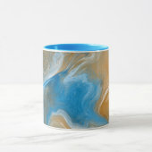 アートのような青とタンの大理石/ビーチ色 マグカップ (中央)