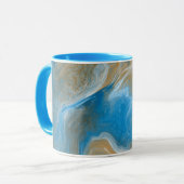 アートのような青とタンの大理石/ビーチ色 マグカップ (正面左)
