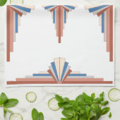 アートのデコ要素のバラ金ゴールド、ブラウン&ブルー キッチンタオル (折り畳み)