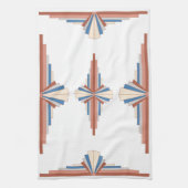 アートのデコ要素のバラ金ゴールド、ブラウン&ブルー キッチンタオル (縦)