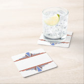 アートのデコ要素バラ金ゴールド&ブルー10d スクエアペーパーコースター (インサイチュ)