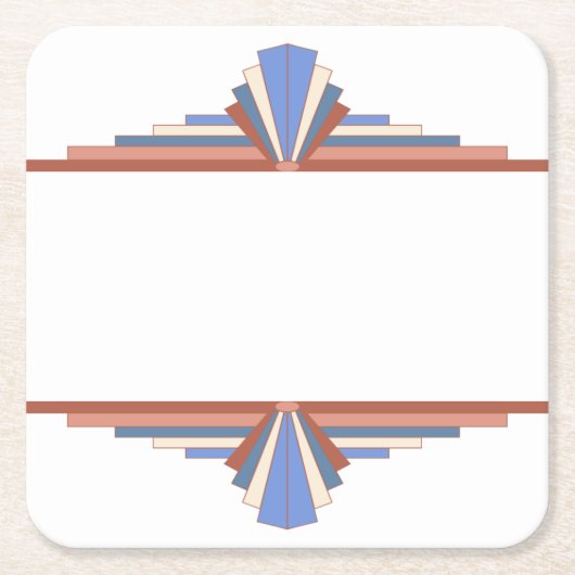 アートのデコ要素バラ金ゴールド&ブルー10d スクエアペーパーコースター (正面)