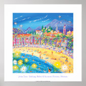 アートのポスター：夏の花と赤ちゃんのお風呂メントン ポスター (正面)