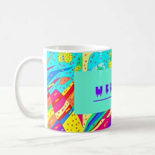 アートのモザイクと言葉へようこそ コーヒーマグカップ (左)