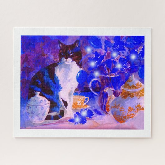 アートの中の猫の霊 ジグソーパズル (横)