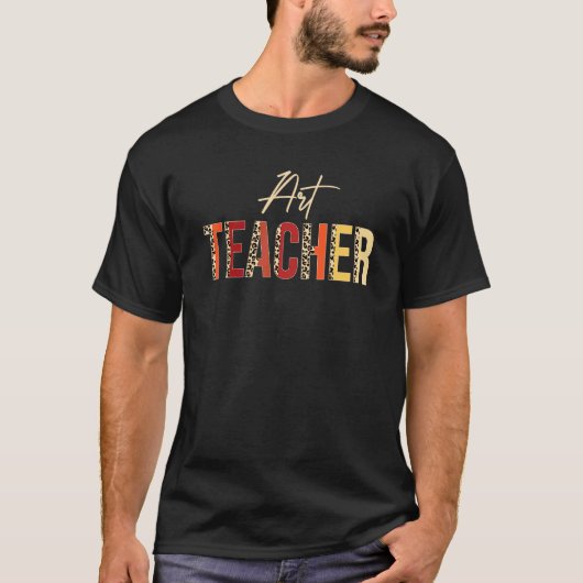 アートの先生 ヒョウ 秋 紅葉 感謝祭 Tシャツ (正面)
