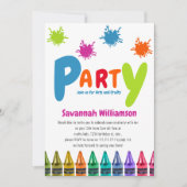 アートの子どもパーティー誕生日招待状 招待状 (正面)