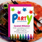 アートの子どもパーティー誕生日招待状 招待状