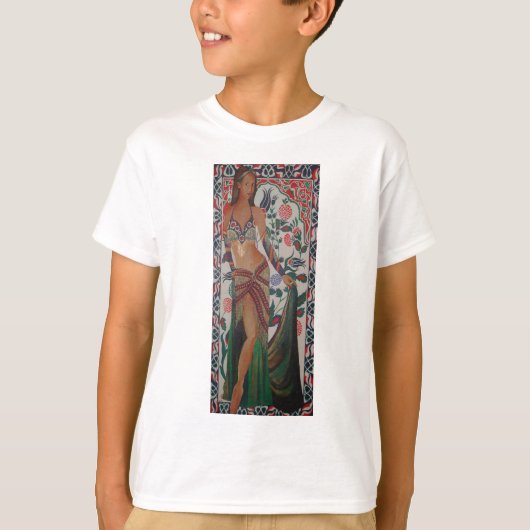 アートの背景を持つトルコ伝統的のベリーダンサー Tシャツ (正面)