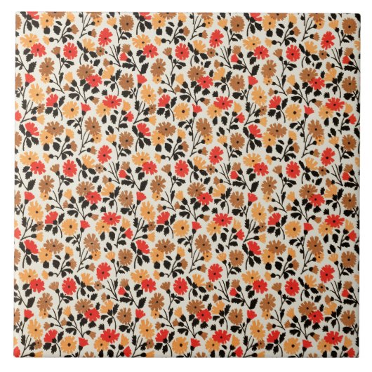 アートの花の模様のエンドリーフ タイル (正面)