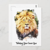 *~*アートの芸術的紫ライオンAP23 ポストカード (正面/裏面)