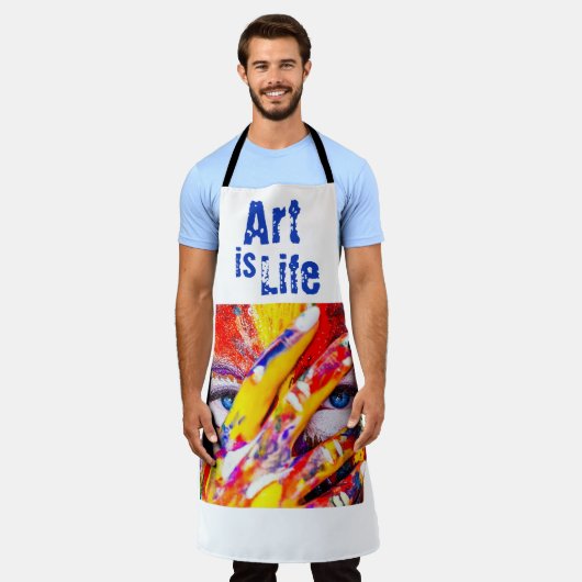 アートはライフアーティストの絵を描カラフルデザインクラフト エプロン (着用した状態)