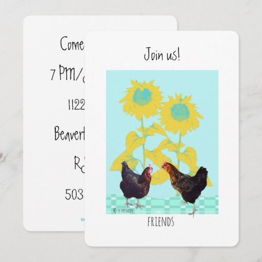 アートひまわりと鶏たち 招待状 (正面/裏面)
