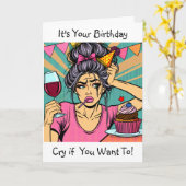 アートもし誕生日したい泣きポップ・アートの声 カード (黄色い花)