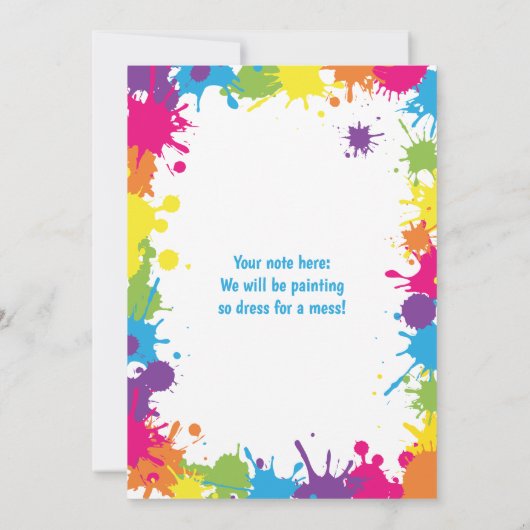 アートをパーティーに入カラフル絵を描誕生日 招待状 (裏面)