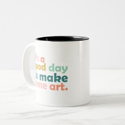 アートを作るのはいい日だ ツートーンマグカップ (正面左)