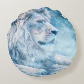 アートアニマルを舞い降りるライオンの雪 ラウンドクッション (裏面)