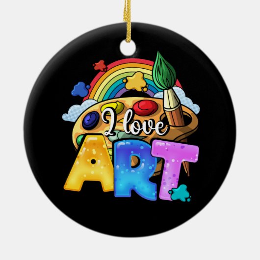 アートアーティストペインターカラフルズ・レ絵画インボが大好き セラミックオーナメント (裏面)