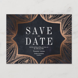 アートアールヌーボーフェイク金ゴールド結婚式SAVE THE DATE ポストカード