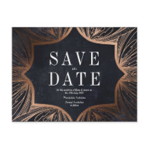 アートアールヌーボーフェイク金ゴールド結婚式SAVE THE DATE