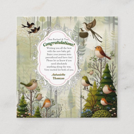 アートイラストレーションモダンのスタイルの単純な鳥 エンクロージャーカード (正面)