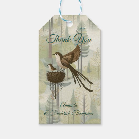 アートイラストレーションモダンのスタイルの単純な鳥 ギフトタグ (正面)