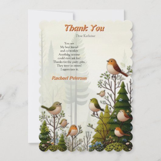 アートイラストレーションモダンのスタイルの単純な鳥 サンキューカード (正面)