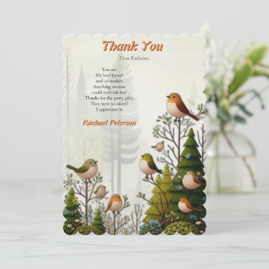 アートイラストレーションモダンのスタイルの単純な鳥 サンキューカード (スタンド正面)