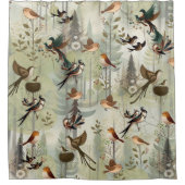 アートイラストレーションモダンのスタイルの単純な鳥 シャワーカーテン (正面)