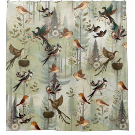 アートイラストレーションモダンのスタイルの単純な鳥 シャワーカーテン