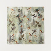 アートイラストレーションモダンのスタイルの単純な鳥 タペストリー (正面)